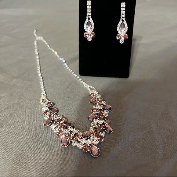 Prom/Special Occasion Necklace and Earrings, Purple and Pink shades - Picture 9 of 15